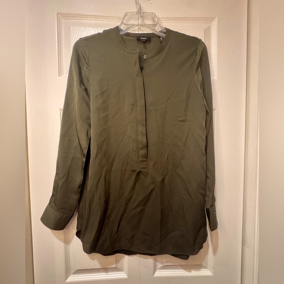 Theory brand trapeze Button Down top. Dark Rosemary green. Size TP (XS) VGUC - Picture 3 of 12